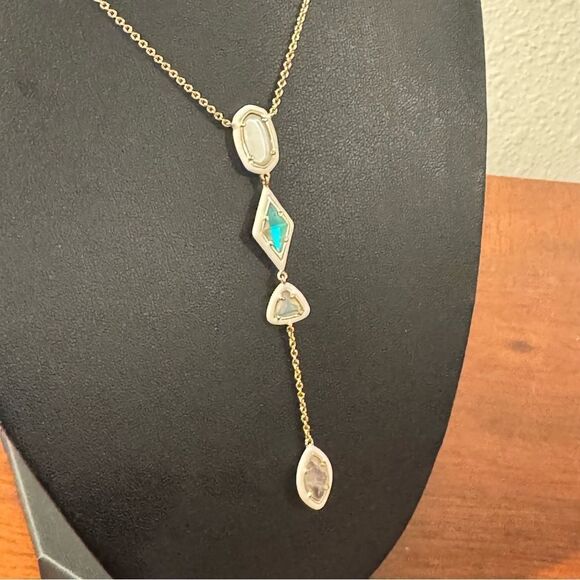 Kendra Scott 14k Gold-Plated Color-Framed Stone 21” Adjustable Lariat Necklace - Picture 4 of 7